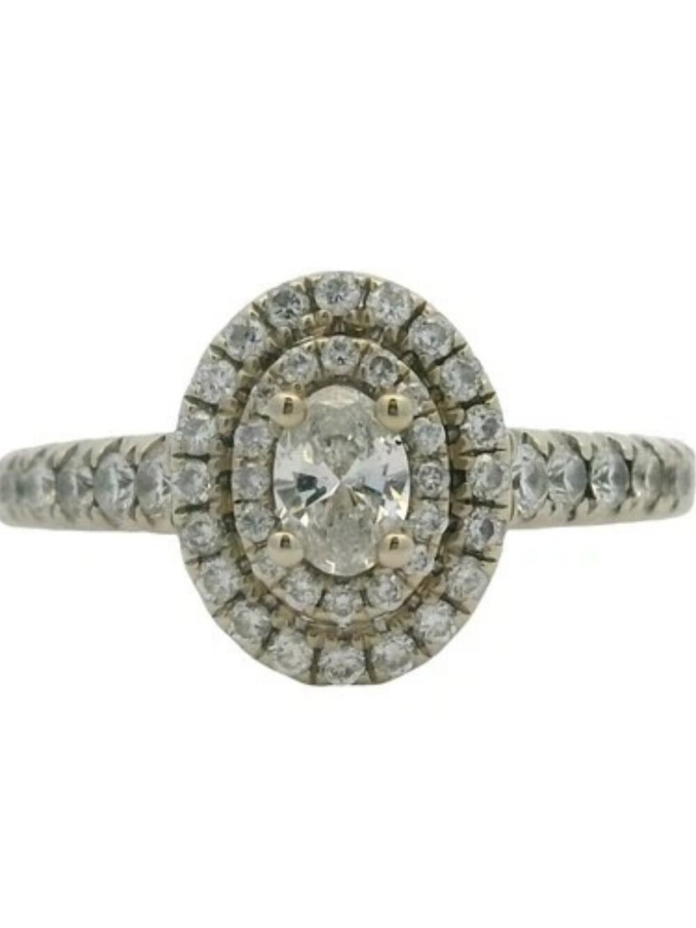 Vera Wang Love 14kt White Gold Oval Diamond Double Halo Engagement Ring Size 6